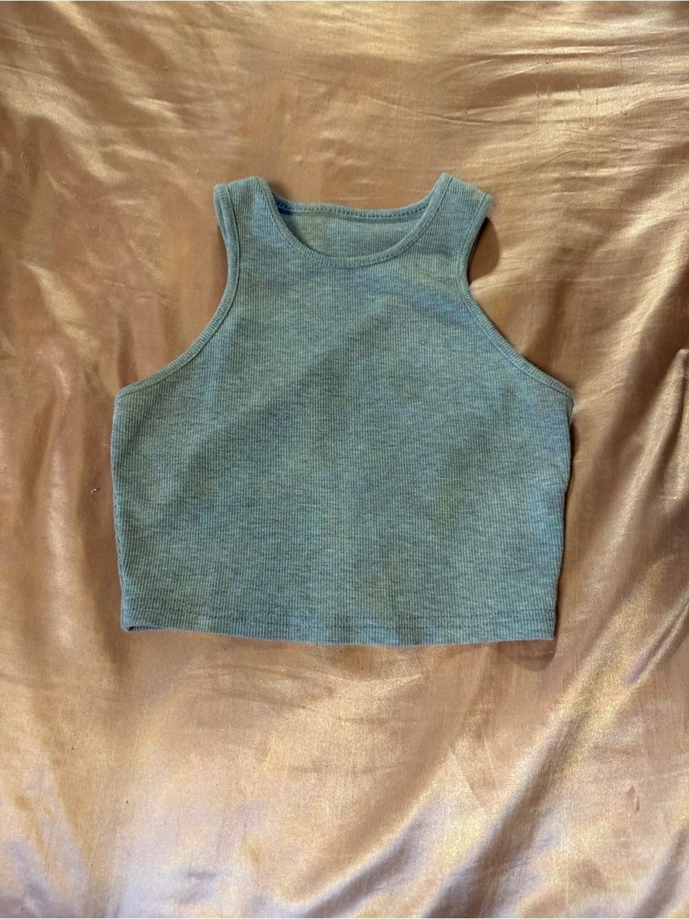 Ribbed Stretch Crop Tank Top - gray
